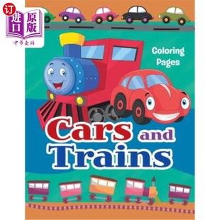 books 书涂色 Trains 汽车和火车涂色页面：给孩子们 kids for Colouring Pages Coloring and 海外直订Cars