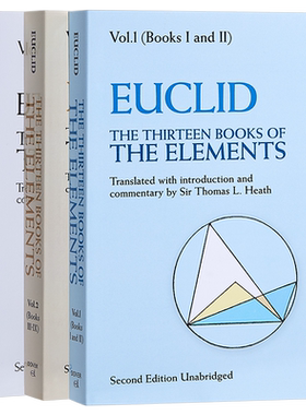 预售 欧几里得：几何原本 3册套装共13章英文原版The Thirteen Books of The Elements Euclid 几何之父欧几里得代表作