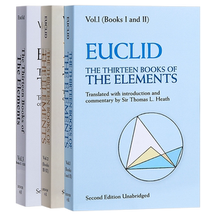 预售 【中商原版】欧几里得:几何原本 3册套装共13章英文原版The Thirteen Books of The Elements Euclid几何之父欧几里得代表?