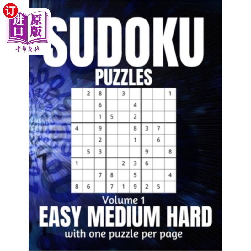 海外直订Sudoku Puzzles Easy Medium Hard: Large Print Sudoku Puzzles for Adults and Senio 数独谜题容易中困难:大打印