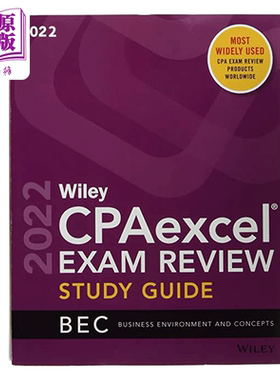 现货 Wiley Cpaexcel考试复习2022年1月学习指南:商业环境和概念 Wiley Cpaexcel Exam Review January 2022 Study Guide Wiley