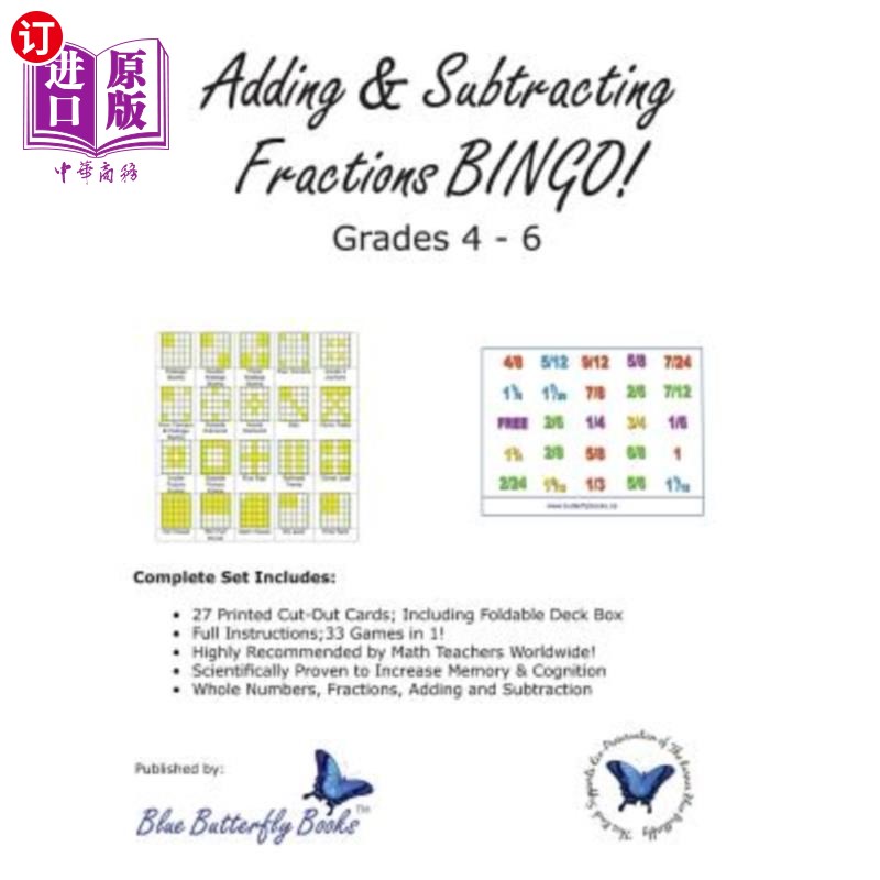 海外直订Adding & Subtracting Fractions Bingo! 加减分数宾果游戏！