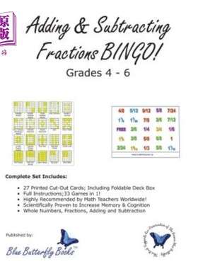 海外直订Adding & Subtracting Fractions Bingo! 加减分数宾果游戏！