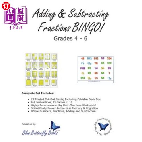 海外直订Adding & Subtracting Fractions Bingo! 加减分数宾果游戏！