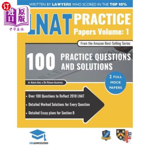 海外直订LNAT Practice Papers Volume One: 2 Full Mock Papers, 100 Questions in the style  LNAT实践论文第一卷：2篇完