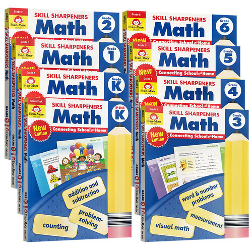 2021新版 技能铅笔刀 数学练习册 幼儿园至小学六年级 Skill Sharpeners Math Grade PreK-6 2021 revised edition【中商原版】