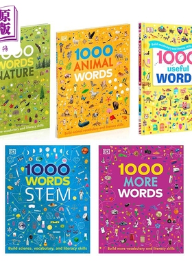 英文原版DK1000个单词系列5册 Animal Useful Words 儿童英语启蒙单词学习图画书STEM词汇量积累阅读写作技能提升【中商原版?