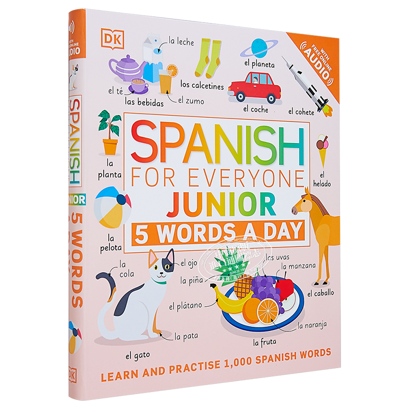 DK人人学西班牙语青少版 每天5个单词 配在线音频 Spanish for Everyone Junior 5 Words a Day 小语种学习工具书词典【中商?