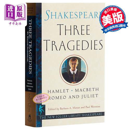 莎士比亚三大悲剧 英文原版 Three Tragedies William Shakespeare 经典文学书籍 福尔杰莎士比亚图书馆【中商原版】