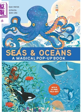 立体书 海洋与大海 Qian Ling Seas & Oceans A Magical Pop-Up Book 英文原版 儿童立体科普绘本 大尺寸立体书【中商原版】