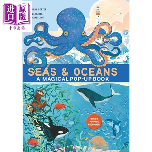 立体书 海洋与大海 Qian Ling Seas & Oceans A Magical Pop-Up Book 英文原版 儿童立体科普绘本 大尺寸立体书【中商原版】