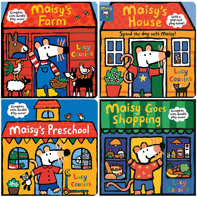 现货 小鼠波波立体游戏操作纸板书4册 Maisy's Preschool/Farm/House/Goes Shopping 美版儿童亲子互动 英文原版【中商原版】 书籍/杂志/报纸 原版其它 原图主图