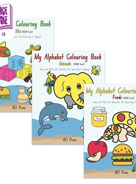 胡锡恒博士儿童书写教程 我的字母涂色书3册 My Alphabet Colouring Book 动物Animals Things I like 食物Foods【中商原版】