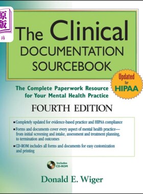 海外直订医药图书Clinical Documentation Sourcebook - The Complete... 临床文件源手册-完整的文书资源为您的精神健康实践