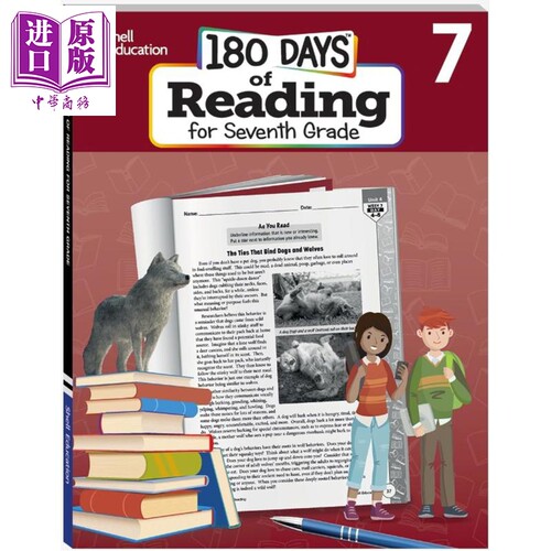 180 Days Reading for Seventh Grade 180天练习册阅读系列 7年级 英语阅读 英文原版进口图书 课堂学习家庭教育【中商原版】