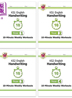 英国原版CGP 小学1-4年级英语手写10分钟每周练习合集 English Handwriting 10-Minute Weekly Workouts Year1-4【中商原版】