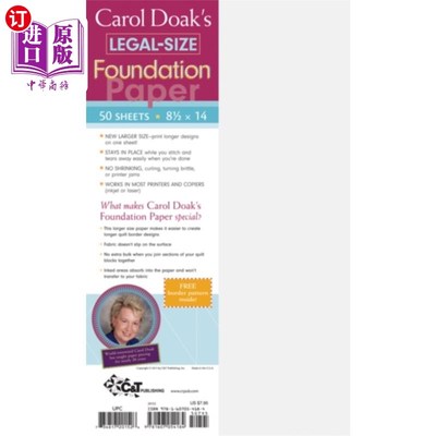 海外直订Carol Doak's Legal Size Foundation Paper Carol Doak的法定尺寸基础论文