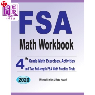 海外直订FSA Math Workbook: 4th Grade Math Exercises, Activities, and Two Full-Length FSA FSA数学练习册：四年级数学