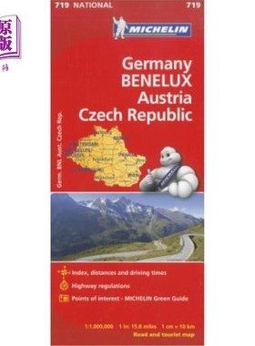 海外直订Michelin Germany, Benelux, Austria, Czech Republic Road and Tourist Map 米其林德国，比荷卢，奥地利，捷克共