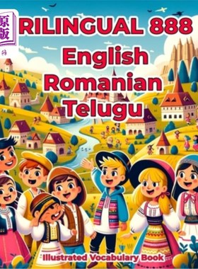 海外直订Trilingual 888 English Romanian Telugu Illustrated Vocabulary Book: Colorful Edi 三语888英语罗马尼亚泰卢固