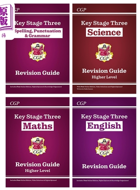英国CGP原版 KS3 Revision Guid 课程复习指南4册 英语English 拼写标点语法 数学Maths 科学 11-14岁 含答案【中商原版】