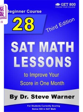 海外直订28 SAT Math Lessons to Improve Your Score in One Month - Beginner Course: For St 28门SAT数学课程，一个月内