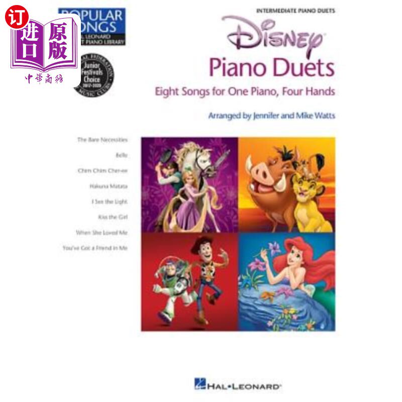海外直订Disney Piano Duets: Hal Leonard Student Piano Library Popular Songs Series Inter 迪斯尼钢琴二重奏:哈尔·伦