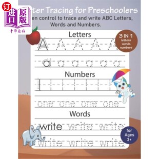 海外直订Letter Tracing for Preschoolers: Pen control to trace and write letters, words a 学龄前儿童的字母跟踪:笔控