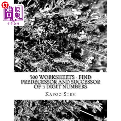 海外直订500 Worksheets - Find Predecessor and Successor of 5 Digit Numbers: Math Practic 500工作表-找到5位数字的前