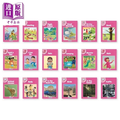 预售 快乐自然拼读读物粉色等级18本套装 1级 Jolly Phonics Pink Readers Complete Set 18 Books Precursive Letters【中商原版?