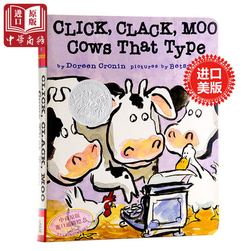 廖彩杏推荐书单 凯迪克 咔嗒，咔嗒，哞英文原版 Click, Clack, Moo: Cows That Type 韵文与歌谣 凯迪克银奖 纸板书