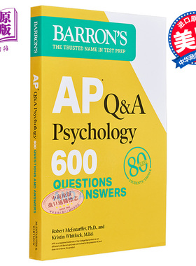AP考试 心理学Q&A 第二版 600个问题和答案巴朗AP考试课程AP Q&A Psychology 600 Questions and Answers Barrons AP【中商原