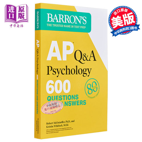 AP考试 心理学Q&A 第二版 600个问题和答案巴朗AP考试课程AP Q&A Psychology 600 Questions and Answers Barrons AP【中商原