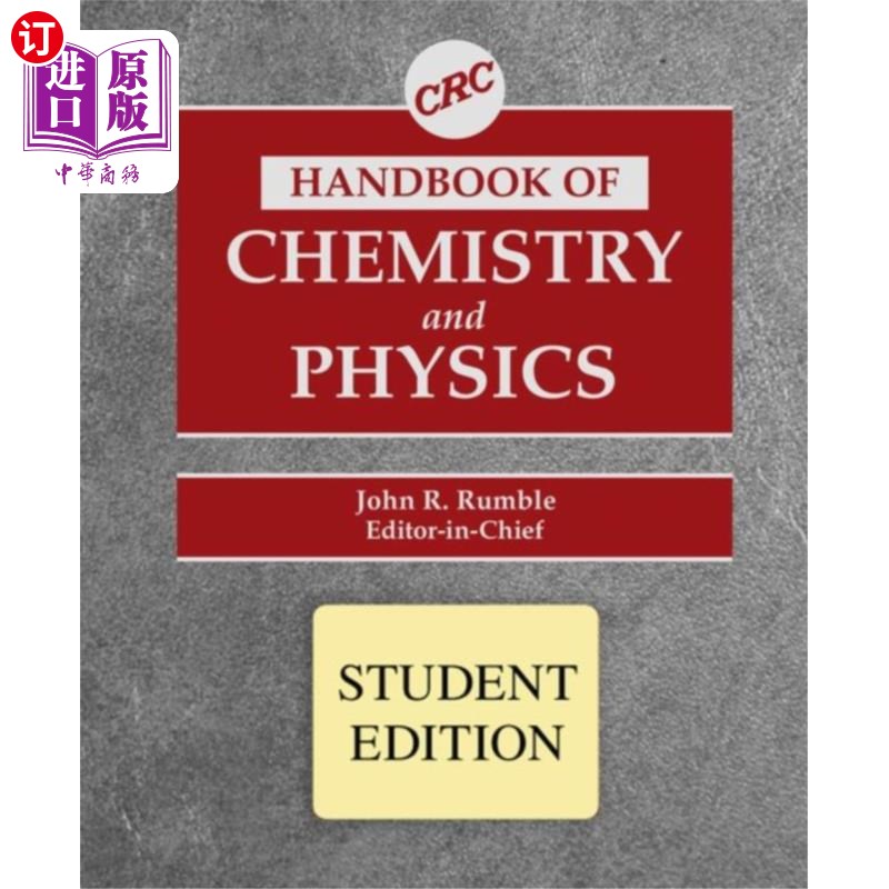 海外直订CRC Handbook of Chemistry and Physics, Student E... CRC化学与物理手册，学生版 书籍/杂志/报纸 原版其它 原图主图