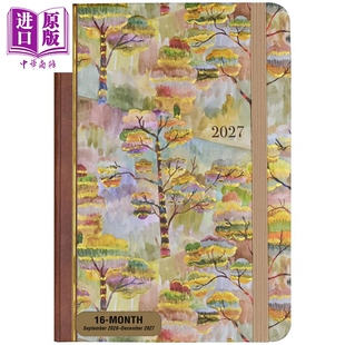 预售 Peter Pauper Press 精致复古笔记本 水彩林景周计划本 日记本手账本高颜值 英文原版 Watercolor Treescape Weekly Planner
