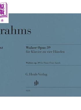 HN1638 Brahms Waltzes op 39 f Piano 4ms 进口艺术 勃拉姆斯 圆舞曲op39 钢琴四手联弹【中商原版】