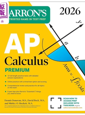 预售 新版巴朗2026年AP考试微积分高级版备考指南 含12次模拟考试+全面复习+在线练习 AP Calculus Premium 2026【中商原版】