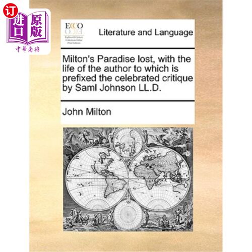 海外直订Milton's Paradise Lost, with the Life of the Author to Which Is Prefixed the Cel 弥尔顿的《失乐园》，加上作