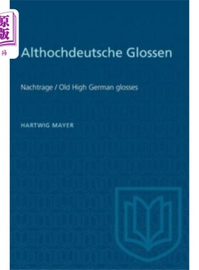 海外直订Althochdeutsche Glossen Althochdeutsche Glossen