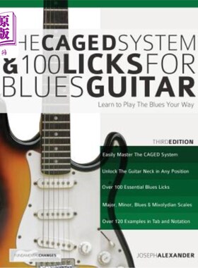 海外直订The Caged System and 100 Licks for Blues Guitar 笼子里的系统和100舔蓝调吉他