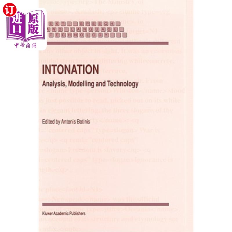 海外直订Intonation: Analysis, Modelling and Technology 语调：分析、建模和技术