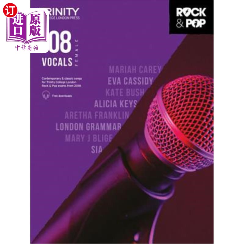 海外直订Trinity Rock & Pop 2018 Vocals: Female Voice - Grade 8 2018年三一摇滚与流行歌手：女声——八年级