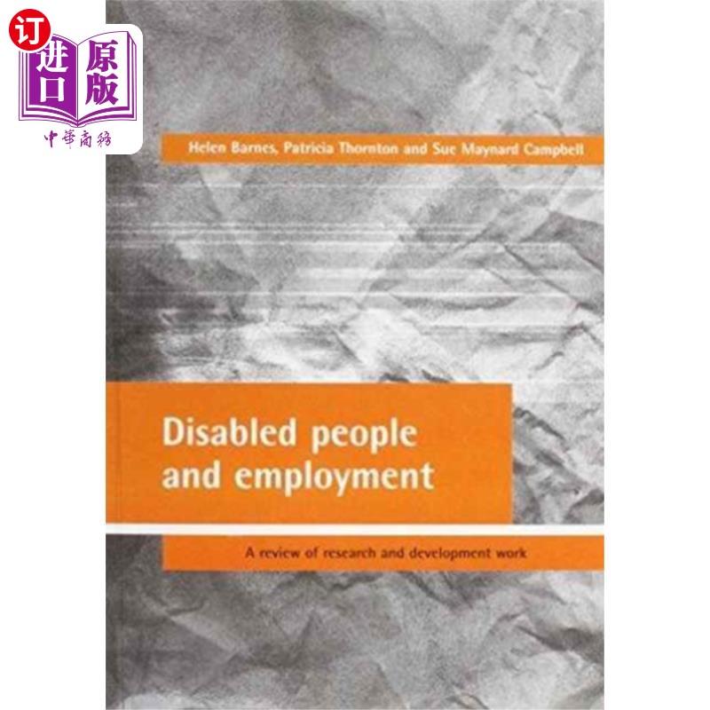 海外直订Disabled people and employment 残疾人士与就业