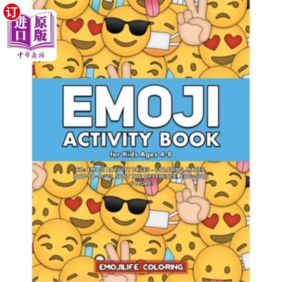 海外直订Emoji Activity Book for Kids Ages 4-8: 60+ Emoji Activity Pages - Coloring, Maze