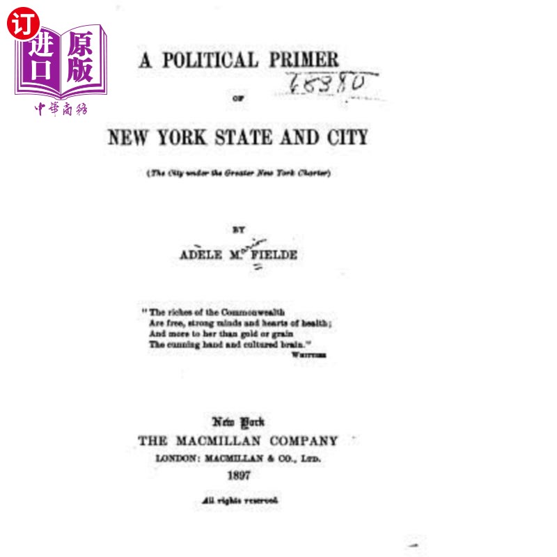 海外直订A Political Primer of New York State and City (the City Under the Greater New Yo 纽约州和纽约市（大纽约宪章使用感如何?