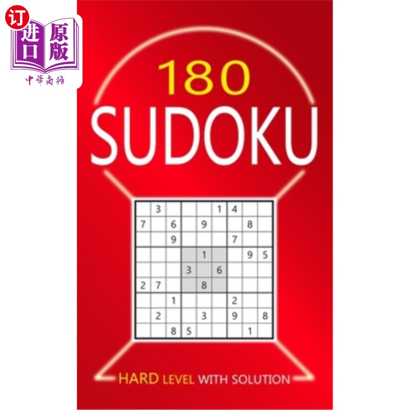 海外直订180 Sudoku Hard Level: Puzzles With Solutions for Adults 180数独难度:成人谜题解决方案