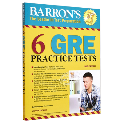 巴朗考试备考 6 GRE Practice Tests Barrons Test Prep 6套GRE模拟实践测试 第三版 美国研究生入学考试 含答案【中商原版】