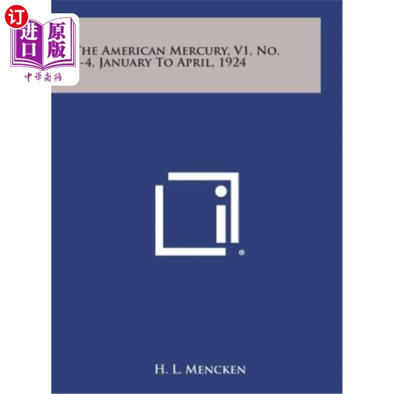 海外直订The American Mercury, V1, No. 1-4, January to April, 1924 美国水星，V1，1-4号，1924年1-4月