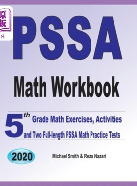 海外直订PSSA Math Workbook: 5th Grade Math Exercises, Activities, and Two Full-Length PS PSSA数学练习册：五年级的数