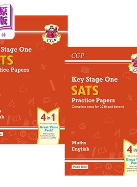 现货 英国CGP原版 KS1 数学 英语 练习试卷套装2册 SATs小升初考试 2022年考试适用 小学一年级 含答案 英文原版【中商原版】